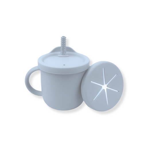 Vaso 3 en 1 (snack + popote sensorial) | Blue ice
