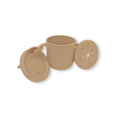Vaso 3 en 1 (snack + popote sensorial) | Capuccino