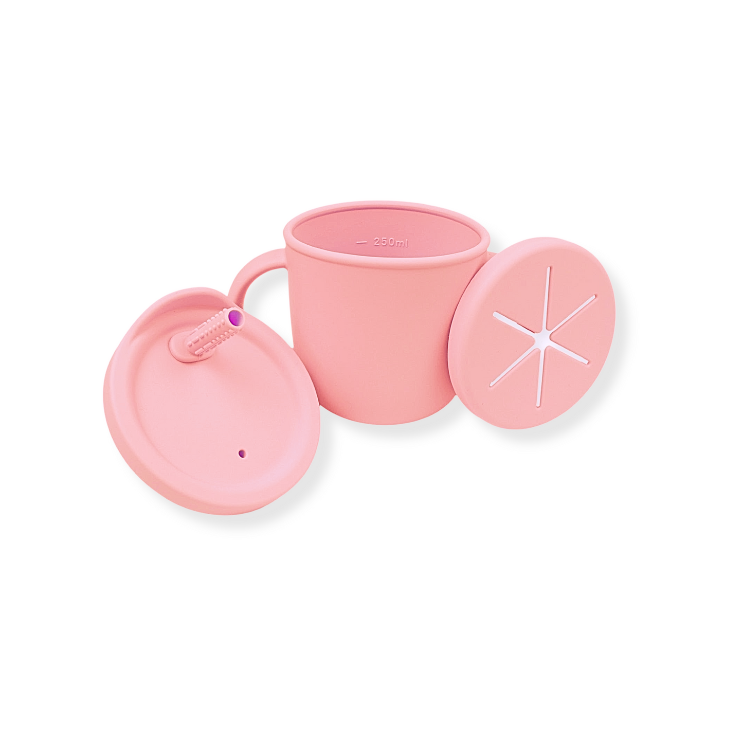 Vaso 3 en 1 (snack + popote sensorial) | Powder pink