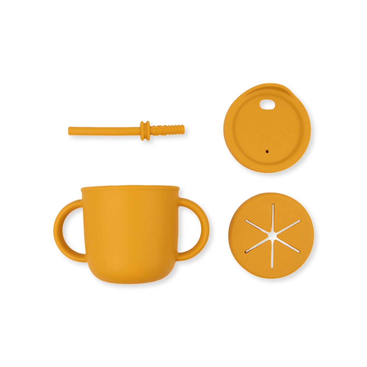 Vaso 3 en 1 (snack + popote sensorial) | Mustard