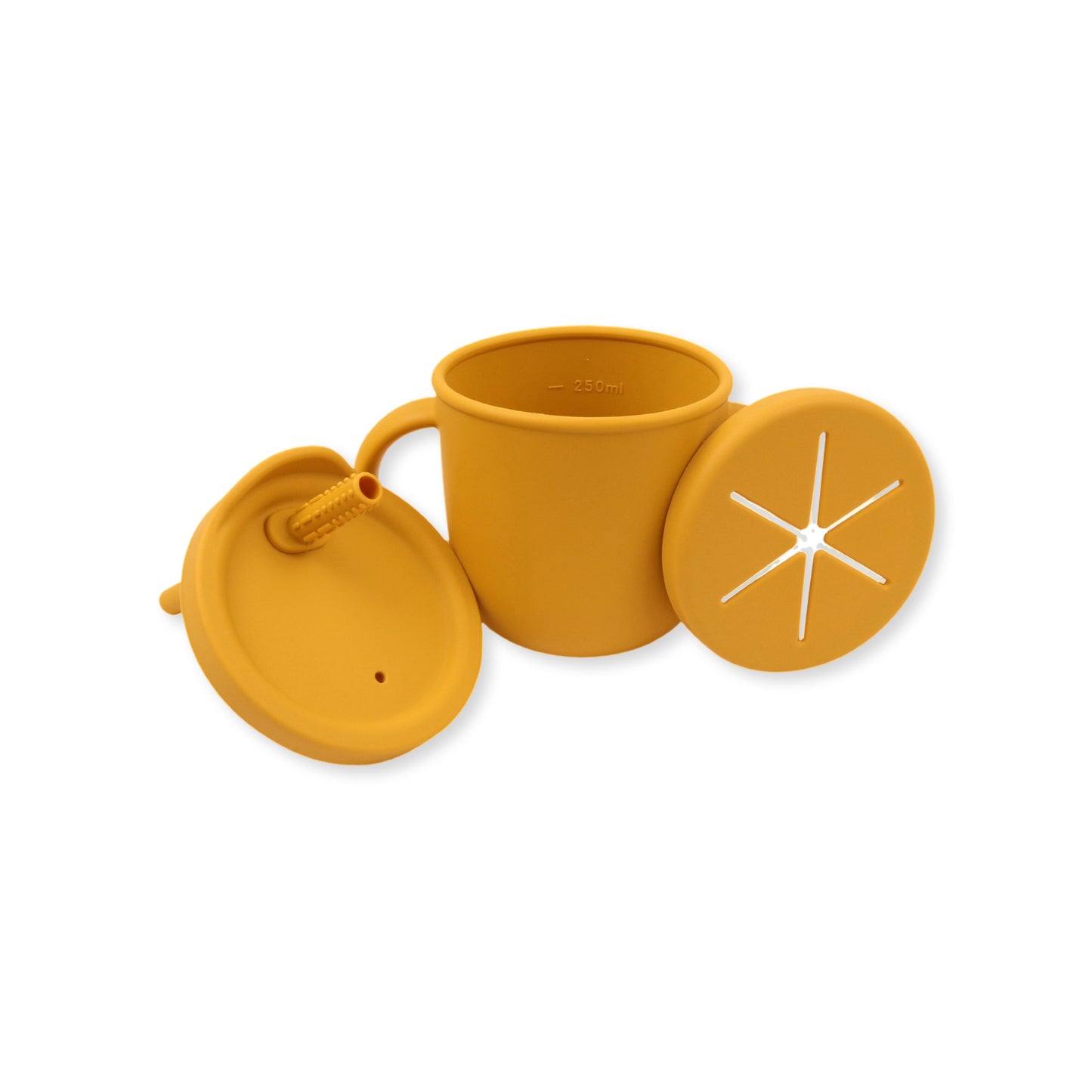 Vaso 3 en 1 (snack + popote sensorial) | Mustard