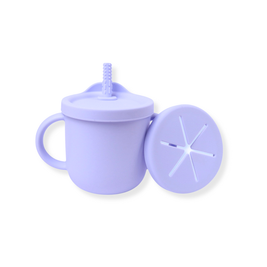 Vaso 3 en 1 (snack + popote sensorial)| Lavander