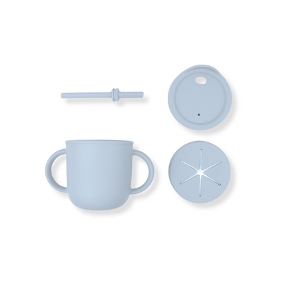 Vaso 3 en 1 (snack + popote sensorial) | Blue ice