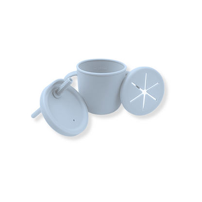Vaso 3 en 1 (snack + popote sensorial) | Blue ice