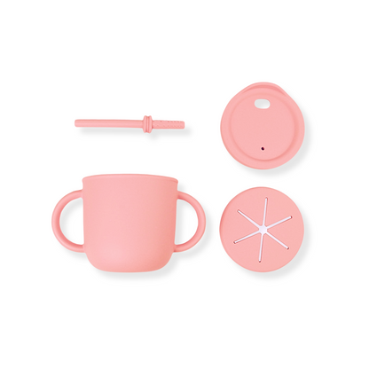 Vaso 3 en 1 (snack + popote sensorial) | Powder pink