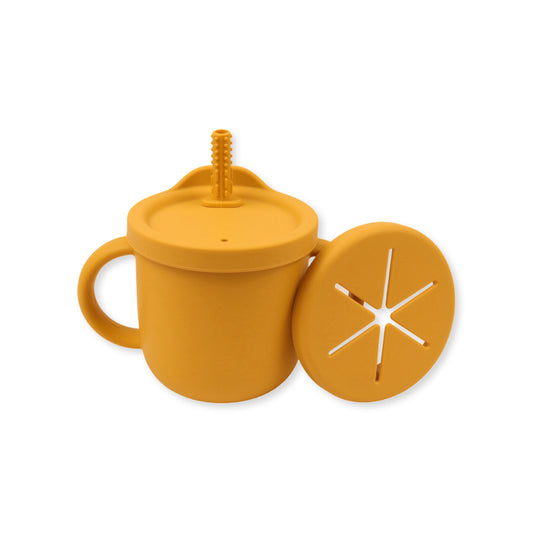 Vaso 3 en 1 (snack + popote sensorial) | Mustard