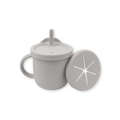 Vaso 3 en 1 (snack + popote sensorial) | Light grey