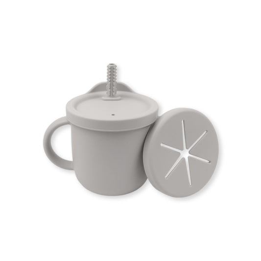 Vaso 3 en 1 (snack + popote sensorial) | Light grey