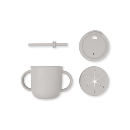 Vaso 3 en 1 (snack + popote sensorial) | Light grey